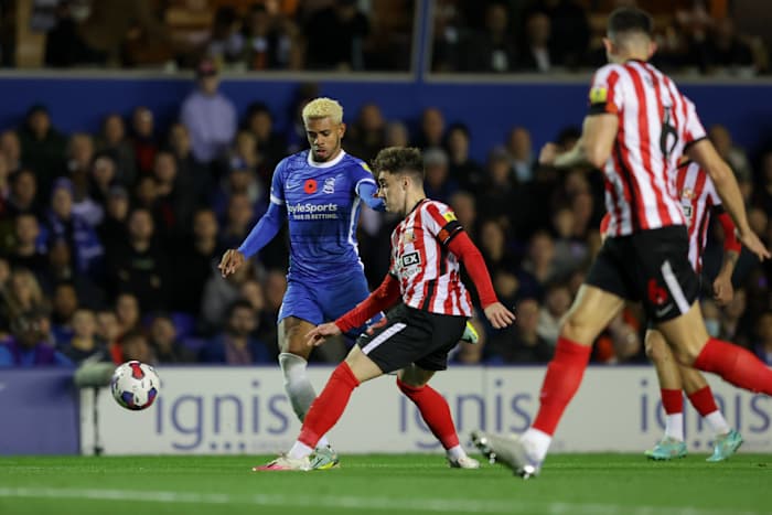 Niall Huggins against Birmingham